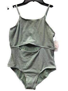 Wonder Nation Girls Size XL (14-16) Textured Mint Green One-Piece Swimsuit